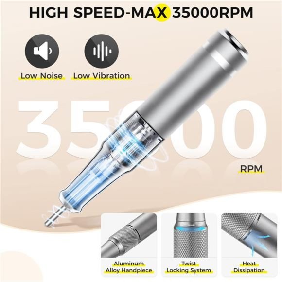 Portable Rechargeable Electric Nail Drill Machine, Gray - Picture 5 of 6